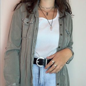 American Eagle Army Green Button Down